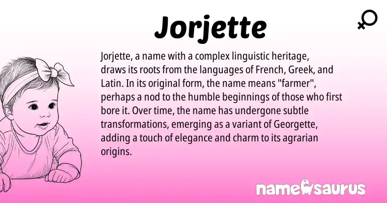 Infographic about Jorjette name meaning, Jorjette is a name from French, Latin, Greek origin(s).