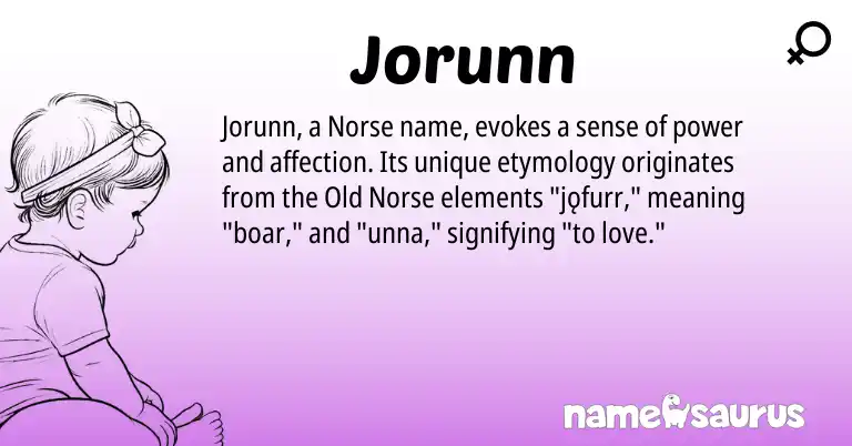 Infographic about Jorunn name meaning, Jorunn is a name from Old Norse, Norse origin(s).