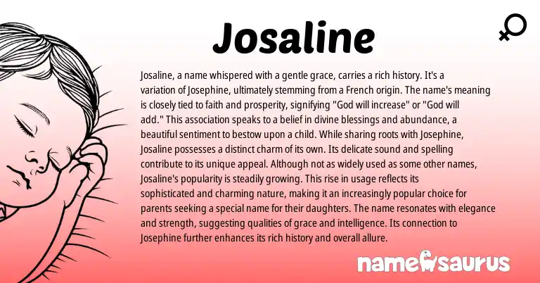 Infographic about Josaline name meaning, Josaline is a name from French origin(s).