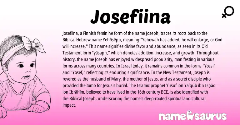 Infographic about Josefiina name meaning, Josefiina is a name from Finnish, Biblical Hebrew origin(s).