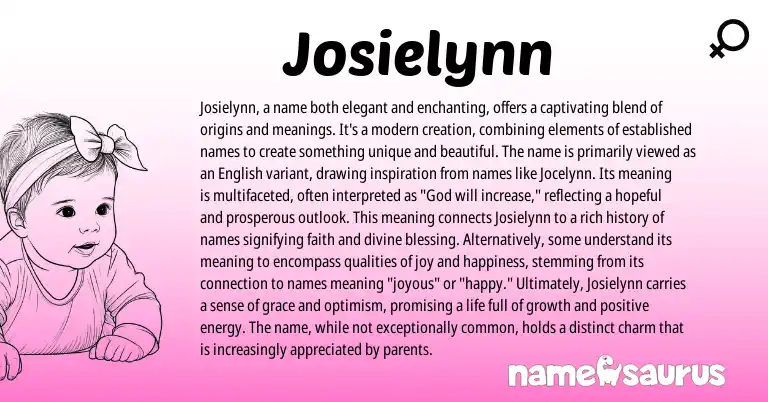 Infographic about Josielynn name meaning, Josielynn is a name from English origin(s).