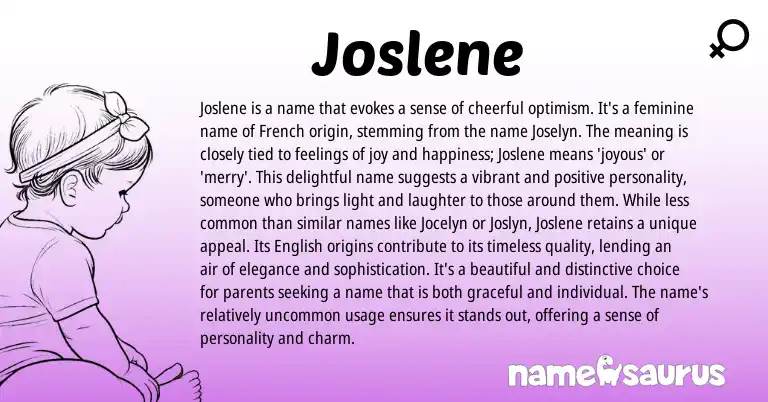 Infographic about Joslene name meaning, Joslene is a name from French, English origin(s).