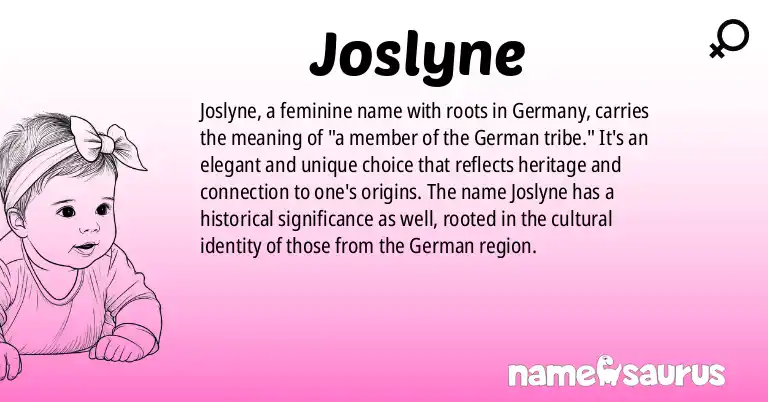 Infographic about Joslyne name meaning, Joslyne is a name from German origin(s).