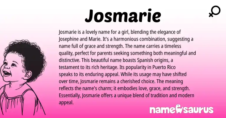 Infographic about Josmarie name meaning, Josmarie is a name from Other origin(s).