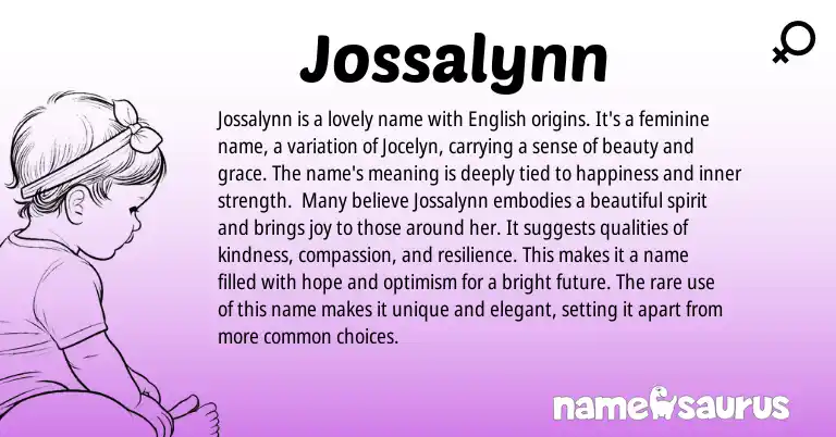 Infographic about Jossalynn name meaning, Jossalynn is a name from English, American origin(s).