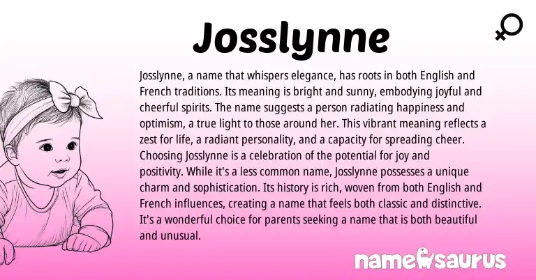 Infographic about Josslynne name meaning, Josslynne is a name from English origin(s).