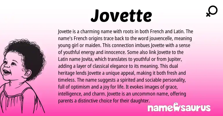 Infographic about Jovette name meaning, Jovette is a name from French origin(s).