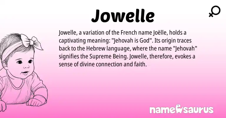 Infographic about Jowelle name meaning, Jowelle is a name from French, Hebrew origin(s).