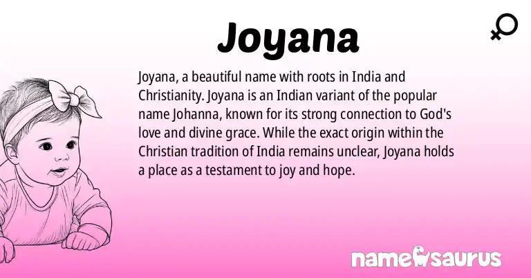 Infographic about Joyana name meaning, Joyana is a name from Indian (Christian) origin(s).