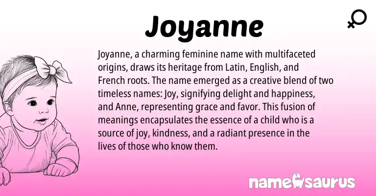 Infographic about Joyanne name meaning, Joyanne is a name from English, French, Latin origin(s).