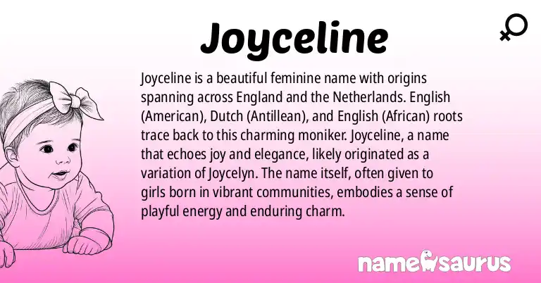 Infographic about Joyceline name meaning, Joyceline is a name from English (American), Dutch (Antillean), English (African) origin(s).