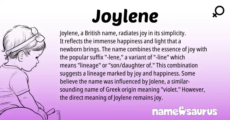Infographic about Joylene name meaning, Joylene is a name from British, Greek origin(s).