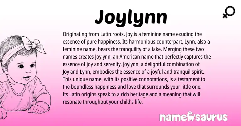 Infographic about Joylynn name meaning, Joylynn is a name from Latin, American origin(s).