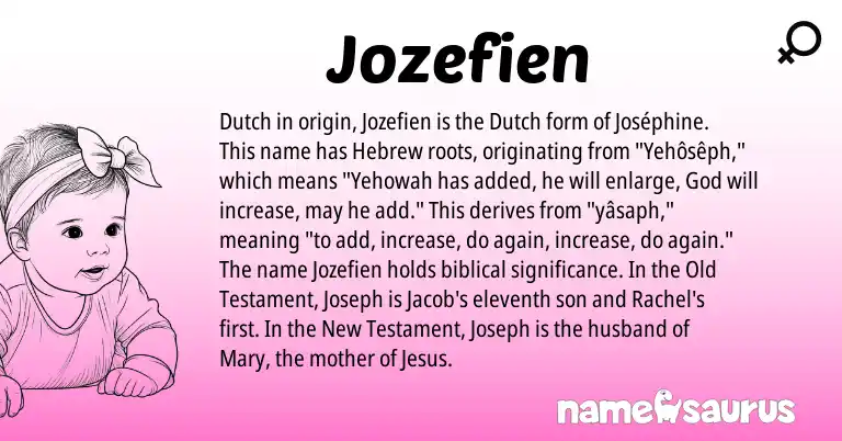Infographic about Jozefien name meaning, Jozefien is a name from Dutch, Hebrew origin(s).