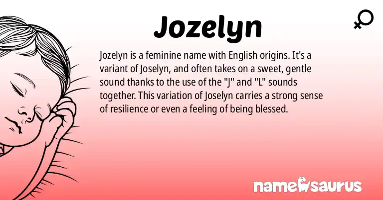 Infographic about Jozelyn name meaning, Jozelyn is a name from English origin(s).
