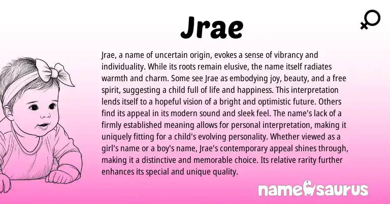 Infographic about Jrae name meaning, Jrae is a name from Other origin(s).