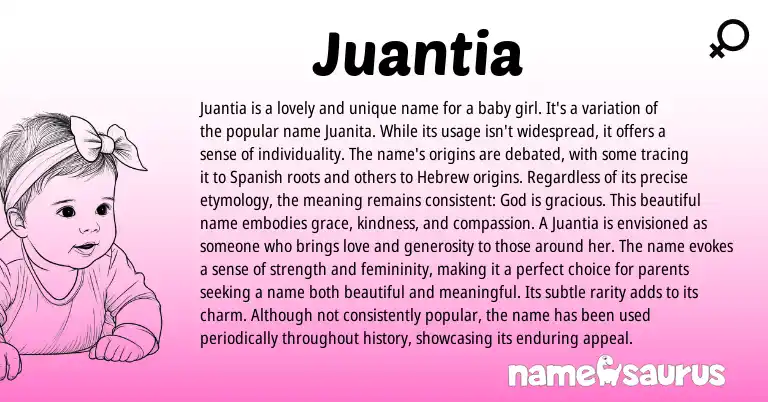 Infographic about Juantia name meaning, Juantia is a name from Spanish origin(s).