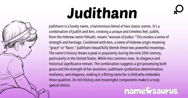 Infographic about Judithann name meaning, Judithann is a name from Hebrew, English origin(s).