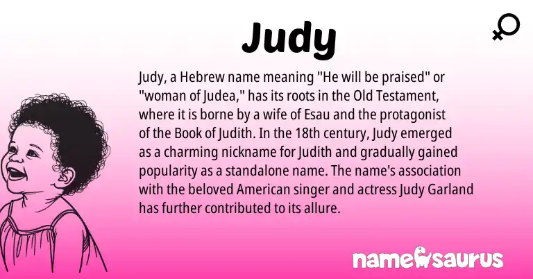 Infographic about Judy name meaning, Judy is a name from American, Hebrew origin(s).