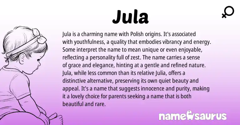 Infographic about Jula name meaning, Jula is a name from Australian, Polish origin(s).