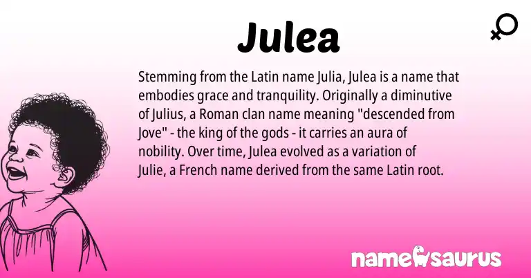 Infographic about Julea name meaning, Julea is a name from Roman, French, Latin origin(s).
