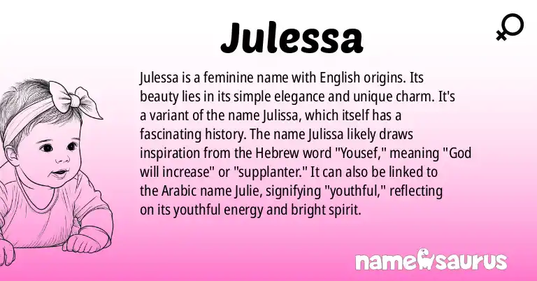 Infographic about Julessa name meaning, Julessa is a name from English origin(s).