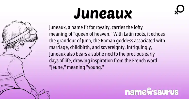 Infographic about Juneaux name meaning, Juneaux is a name from Roman, French, Latin origin(s).