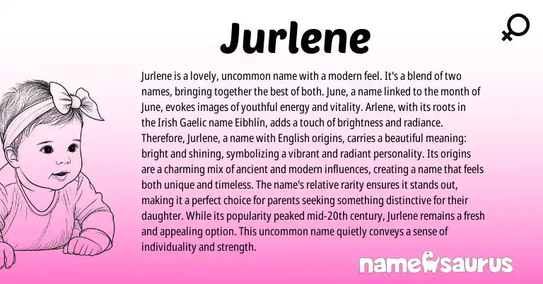 Infographic about Jurlene name meaning, Jurlene is a name from Gaelic, Irish origin(s).