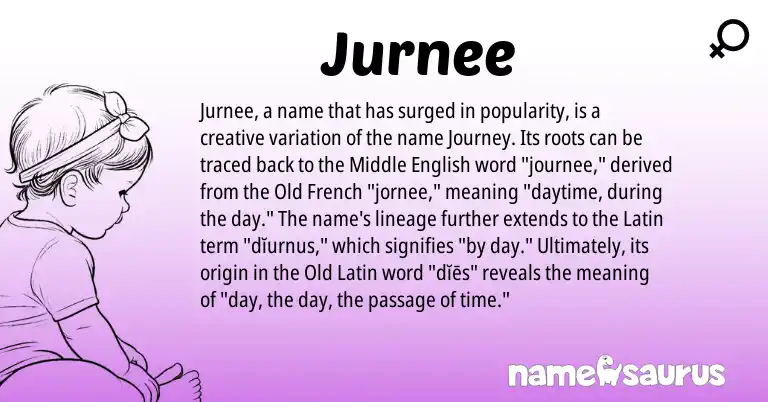 Infographic about Jurnee name meaning, Jurnee is a name from Middle English, Latin, Old French origin(s).