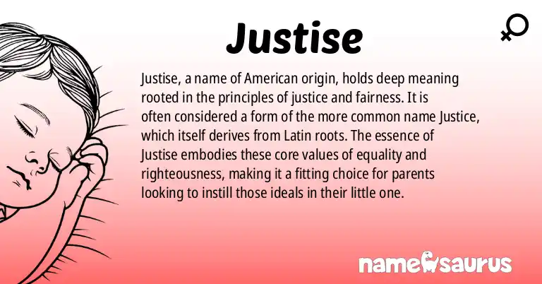 Infographic about Justise name meaning, Justise is a name from American origin(s).