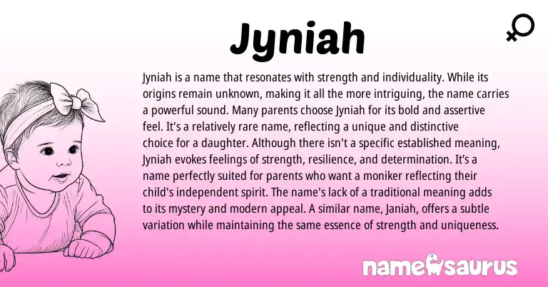 Infographic about Jyniah name meaning, Jyniah is a name from Other origin(s).
