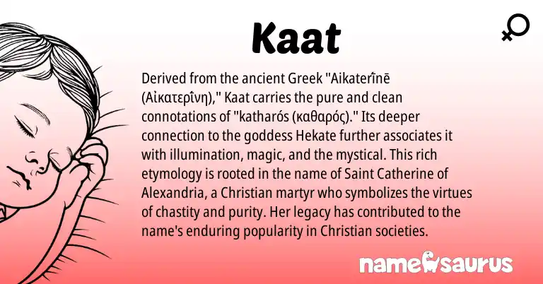 Infographic about Kaat name meaning, Kaat is a name from Greek origin(s).