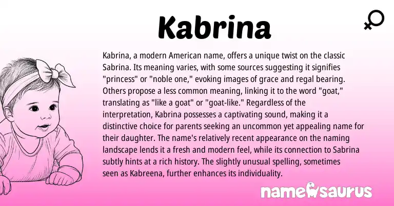 Infographic about Kabrina name meaning, Kabrina is a name from English origin(s).