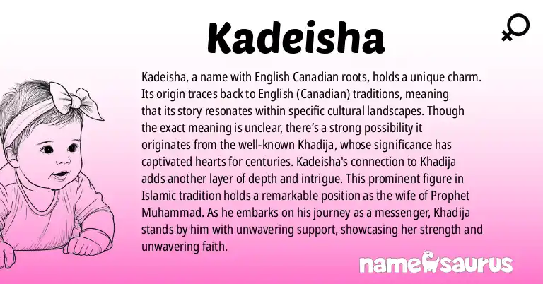 Infographic about Kadeisha name meaning, Kadeisha is a name from English (Canadian) origin(s).