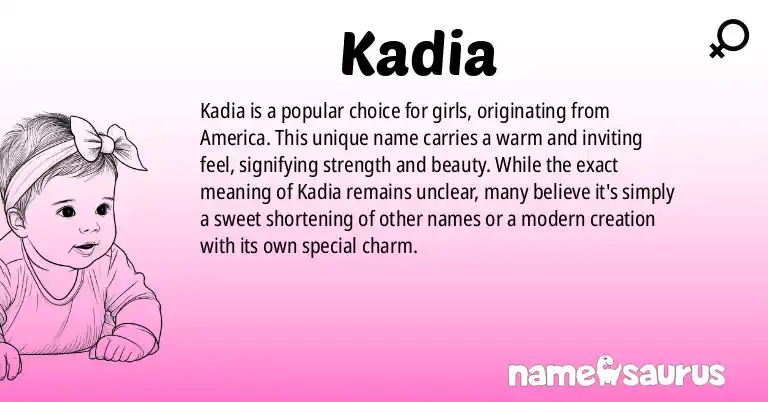 Infographic about Kadia name meaning, Kadia is a name from American origin(s).