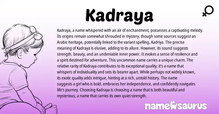 Infographic about Kadraya name meaning, Kadraya is a name from Other origin(s).