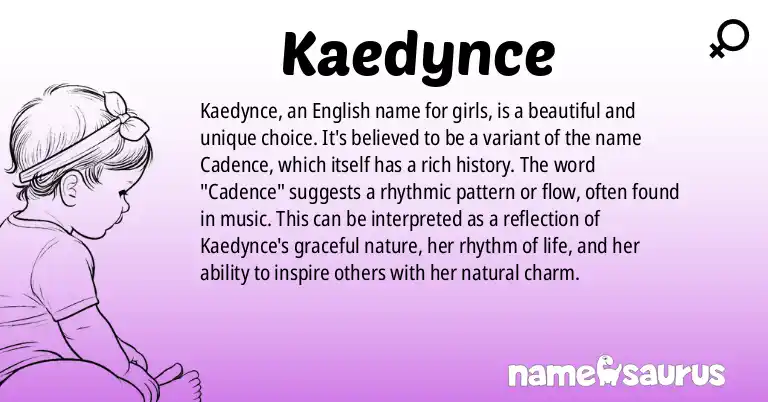 Infographic about Kaedynce name meaning, Kaedynce is a name from English origin(s).