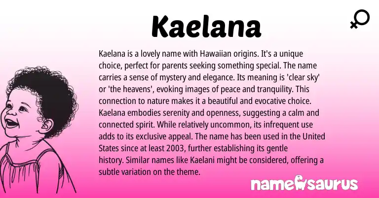 Infographic about Kaelana name meaning, Kaelana is a name from Hawaiian origin(s).