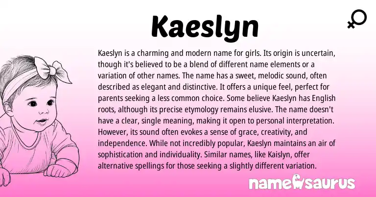 Infographic about Kaeslyn name meaning, Kaeslyn is a name from Other origin(s).