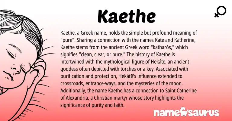 Infographic about Kaethe name meaning, Kaethe is a name from Greek origin(s).