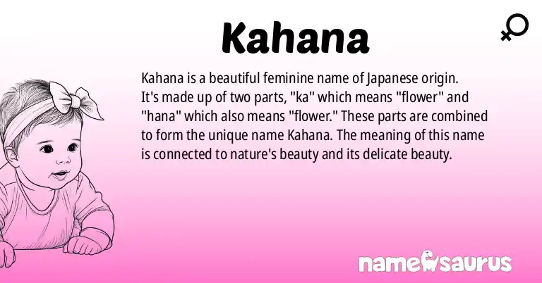 Infographic about Kahana name meaning, Kahana is a name from Japanese origin(s).