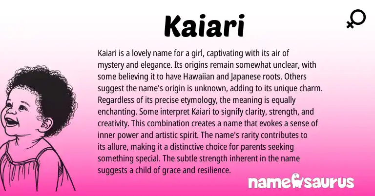 Infographic about Kaiari name meaning, Kaiari is a name from Other origin(s).