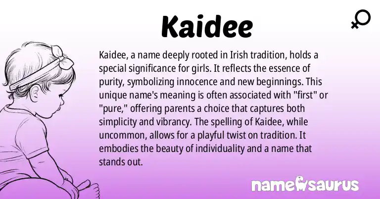 Infographic about Kaidee name meaning, Kaidee is a name from Irish origin(s).