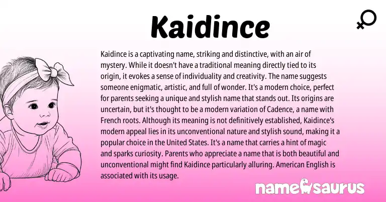 Infographic about Kaidince name meaning, Kaidince is a name from Other origin(s).