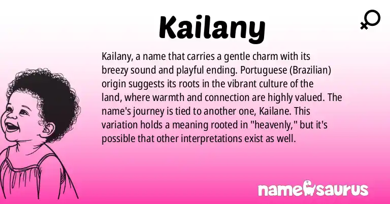 Infographic about Kailany name meaning, Kailany is a name from Portuguese (Brazilian) origin(s).