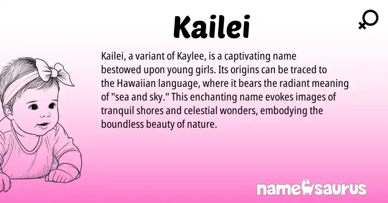 Infographic about Kailei name meaning, Kailei is a name from Hawaiian origin(s).