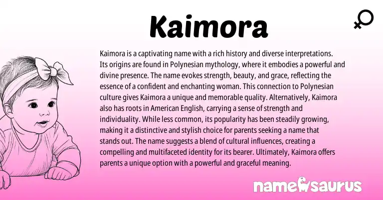 Infographic about Kaimora name meaning, Kaimora is a name from Polynesian origin(s).