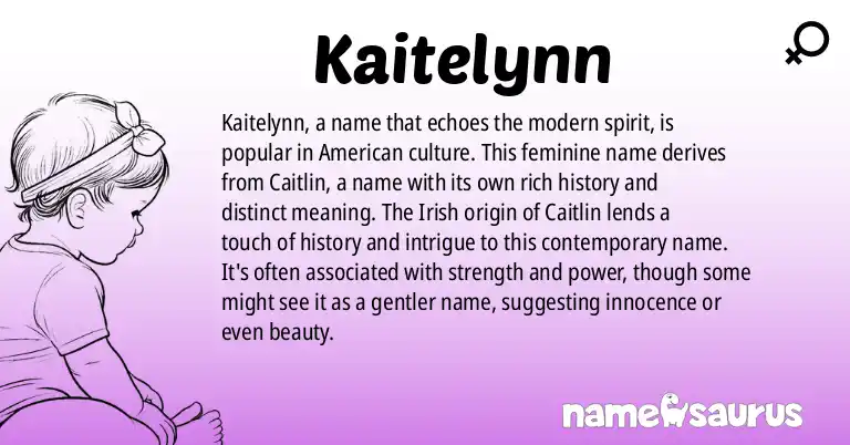 Infographic about Kaitelynn name meaning, Kaitelynn is a name from American origin(s).