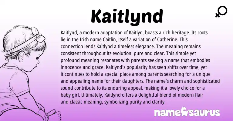 Infographic about Kaitlynd name meaning, Kaitlynd is a name from Irish origin(s).