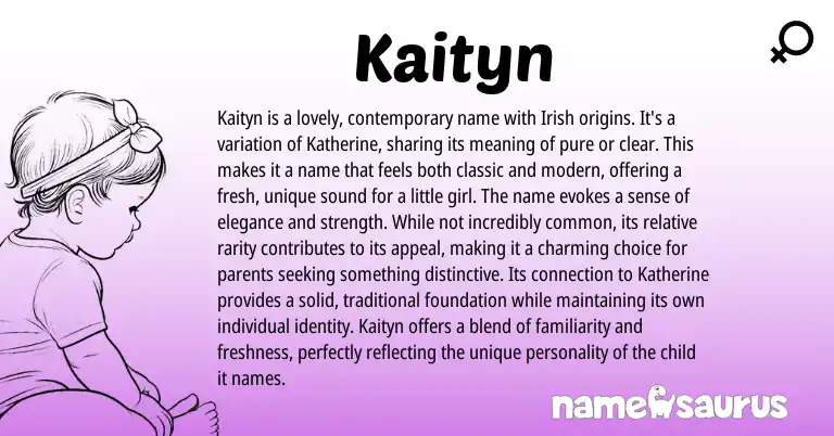 Infographic about Kaityn name meaning, Kaityn is a name from Other origin(s).